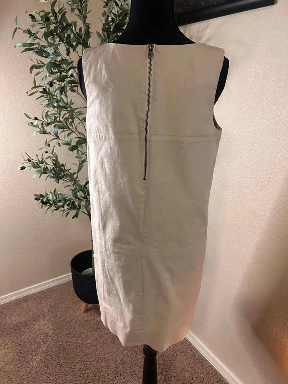 J. Crew Urbanite Shift Dress Jumper Cream Tan Khaki Size 8 - Picture 5 of 6